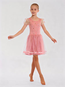 Vestido <span class=keywords><strong>de</strong></span> Baile <span class=keywords><strong>de</strong></span> Ballet con Tutú para Niñas, Diseño Floral <span class=keywords><strong>de</strong></span> Encaje y Spandex Rosa, Estampado Digital, Marca Anna Shi - Product Image 2