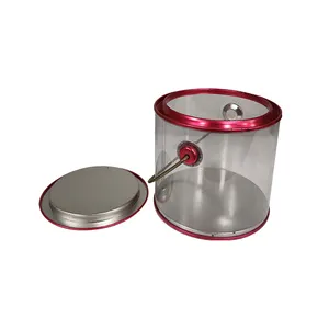 Clear Pvc Plastic Verf Tin Kan Emmer Met Tin Top & Bottom En Handvat Voor Nagellak