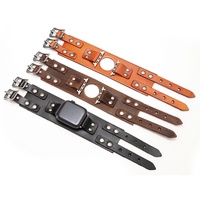 Tan marron noir double boucle lisse bracelet de montre en cuir véritable pour iwatch ultra 1 2 3 4 5 6 7 8 apple watch bracelet en cuir