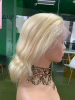 CF76 Blond 613 Full Lace Perruques de Cheveux Humains 8 Pouces Vierge Vague de Corps Perruques Tressées Sans Colle Frange Perruque 8 Pouces