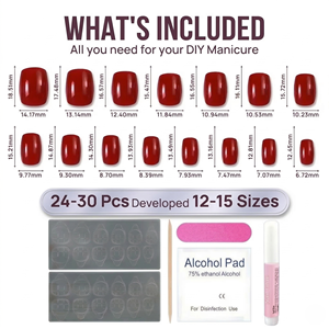 <span class=keywords><strong>Unghie</strong></span> Finte Ovali Rosse e <span class=keywords><strong>Nere</strong></span> Stile Gotico di Lusso con Motivo a Asso, in ABS, 24 Pezzi, Lunghezza Corta/Lunga/Media - Product Image 6