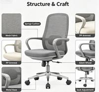 Chaise de bureau ergonomique en maille, chaise de bureau réglable à dossier haut, chaise d'ordinateur respirante pour salle de réunion, bureau à domicile, étude