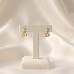 New Design Simple 18K Solid Gold Natural Rose Cut Diamond Round Drop Cluster Stud Earrings Milgrain Vintage For Everyday Wear - Product Image 6