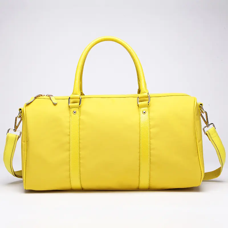 Genuine Leather Large Capacity Duffel Bags Unisex Sports Yoga Gym Overnight Travelling Bag Yellow