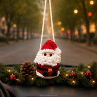 Ornamen Gantung Mobil Natal Rajutan Tangan Santa Rusa Salju Manusia Salju Dekorasi Cermin Spion Pohon Natal