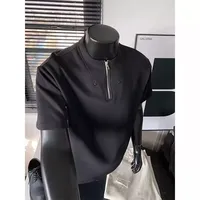 Herenshirt met losse pasvorm, vintage, korte mouwen, zomerse casual stijl, verkrijgbaar in grijs en zwart, groothandelsmaten M tot XXXL
