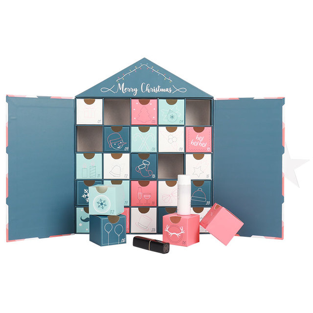 Custom Children Christmas Toy Product Packaging Gift Boxes Magnetic Double Door Empty 25 Day Advent Calendar With Roof