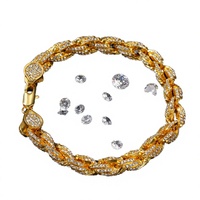 Collier Chaîne Cubaine Miami en Alliage Plaqué Or avec Zircon et Cristal Givré, Motif Croix Géométrique 12mm, Style Hip-Hop Rapper