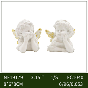Coppia di Busto di Cherubini in Resina con Ali Dorate, Statuette di Angioletti Bianchi Antichi, Set Regalo per Decorazione Domestica da Tavolo - Product Image 6