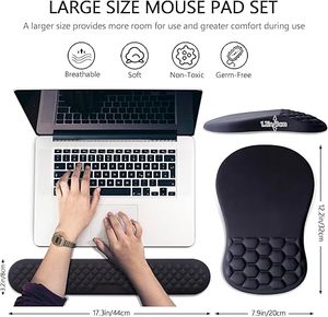 <span class=keywords><strong>Repose</strong></span>-poignets ergonomique noir en mousse à mémoire de forme souple pour <span class=keywords><strong>clavier</strong></span> <span class=keywords><strong>et</strong></span> <span class=keywords><strong>souris</strong></span>, avec base antidérapante en silicone, idéal pour le gaming <span class=keywords><strong>et</strong></span> le bureau - Product Image 2