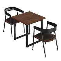 Table à manger rectangulaire convertible avec plateau en bois naturel et pieds en métal en forme de double U, table à manger moderne pour hôtel