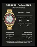 Montre à quartz FTTPON Lucky 7 Roulette Game God of Gamblers, nouvelle montre de luxe étanche en acier inoxydable et cuir pour hommes, Reloj
