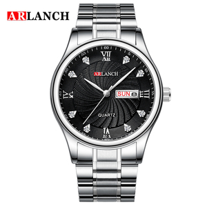 Montre à quartz pour homme, double calendrier, étanche, en acier inoxydable, montre-bracelet décontractée pour affaires - Product Image 4