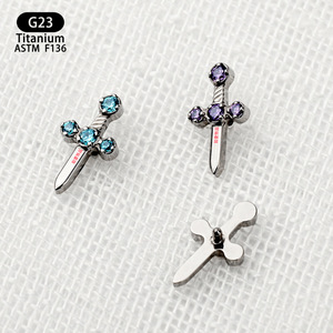 Cross Titanium <b>Earring</b> G23 ASTM F136 Inlaid 5A Zircon Stud For Ear Bone <b>Piercing</b> Jewelry - Product Image 2