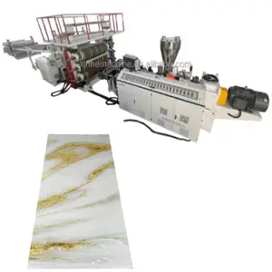 Automatische Onbemande Uv-Coating Marmeren Plaat 4Mm Plastic Pvc Marmeren Plaat Extruder Productielijn Machine