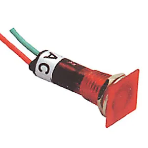 Schlussverkauf 10 mm flacher quadratischer Paneelkopf LED-Leistung Kunststoff Industrie-Indizationslicht 220 VAC Hochspannung mit 2 Nadeln Drahtkabel - Product Image 1