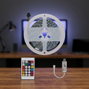 Bande lumineuse LED en forme de S (WS2812B RGB) avec commande vocale USB, découpable, IP20, diodes SMD 3535, température de couleur 2700K-6000K, 16,4 pieds - Product Image 3