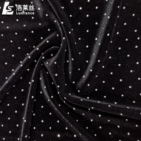 Tela de terciopelo negro spandex brillante ropa tela de diamantes de imitación
