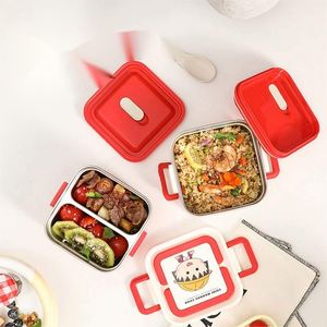 304 Stainless Steel Portable Insulated Adult Bento <b>Lunch</b> <b>Box</b> Set Dual Tier 2-Compartment Stackable Thermal BPA Free <b>Lunch</b> - Product Image 4