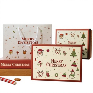 <b>Christmas</b> Gift <b>Box</b> Merry <b>Christmas</b> Paper Cardboard Lid and Base Rectangular Printed Packaging with Gift Bag - Product Image 3