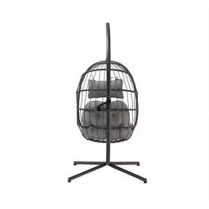 <span class=keywords><strong>Sedia</strong></span> a dondolo <span class=keywords><strong>sospesa</strong></span> a uovo seduta amaca in vimini per interni/esterni con robusto supporto in acciaio e cuscinetto resistente ai raggi UV, supporti fino a 350 libbre - Product Image 2