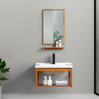 Meuble de salle de bain au design tendance, armoire de salle de bain en PVC, ensemble de meubles de salle de bain suspendus au mur