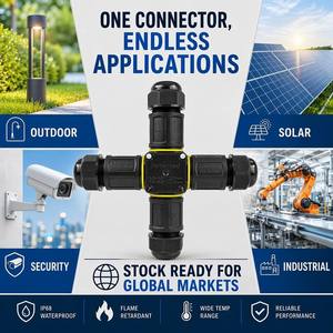 Conector Impermeable IP68 de 4 Vías con Bloque de Terminales de Conexión Rápida sin Tornillos de 2-5 Pines, Certificado ENEC CE para Conexión de Energía en Exteriores - Product Image 2