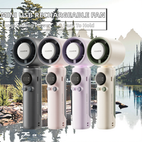 Yazlık Mini USB Şarjlı Turbo Yüksek Hızlı Soğutmalı El Tipi Plastik Fan İngilizce Ekranlı Ev Araba Otel Dış Mekan Kullanımı Pilleriyle Birlikte