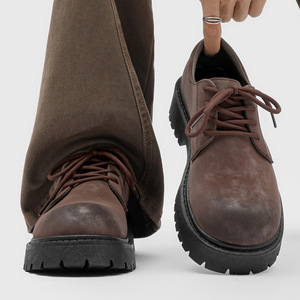 Bottes basses tendance été 2026, chaussures de travail rétro antidérapantes à semelle épaisse, rehaussantes, respirantes, en daim et cuir décontractées - Product Image 2