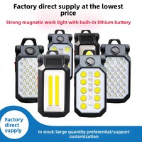 Lampe de travail LED COB rechargeable, portable, magnétique, avec charge USB, pliable, pour inspection d'atelier, avec crochet pour réparation automobile