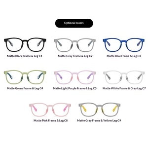 Monture de lunettes ovales anti-lumière bleue tendance pour enfants de 6 à <span class=keywords><strong>12</strong></span> <span class=keywords><strong>ans</strong></span>, en TR90, pour garçons et filles, pour la myopie, couleur unie - Product Image 4