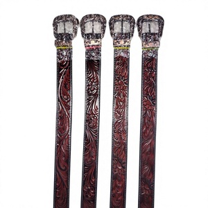 Cinturones de Hombre BS International Duraderos y Ecológicos de Cuero Vacuno 100% con Hebilla de Aleación Personalizada con Diseño Floral, Ancho de 3.8CM, 140CM de Largo - Product Image 2