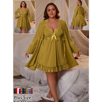 Nouvelle Arrivée 2026 – Ensemble de Lingerie Grande Taille en Dentelle Col V pour Femme, Robe Babydoll Ultra Extensible, Peignoir Transparent Séduisant, Vêtement de Nuit pour Femme
