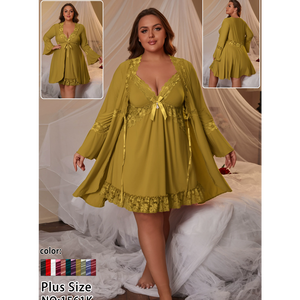Completo Set Lingerie Donna 2026 Plus Size in Pizzo con Scollo a V, Nuovo Arrivo, Babydoll Trasparente ed Elasticizzato, Vestaglia Seducente, <span class=keywords><strong>Camicia</strong></span> <span class=keywords><strong>da</strong></span> <span class=keywords><strong>Notte</strong></span> - Product Image 6