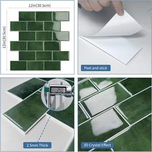 Usine directe 12*12 ''peler et coller moderne étanche fausse brique métro dosseret <span class=keywords><strong>carrelage</strong></span> pour cuisine <span class=keywords><strong>salle</strong></span> <span class=keywords><strong>de</strong></span> <span class=keywords><strong>bain</strong></span> hôtel murs - Product Image 5