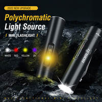 Lampe torche Boruit V5 Mini EDC 500 lumens, mini UV, rechargeable par Type-C, IPX5, avec clip pour la randonnée