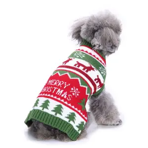 Christmas Gift Knitted Winter Hooded Outfit Fuzzy Pet Sweater Dog Clothes for Small Dogs Cats