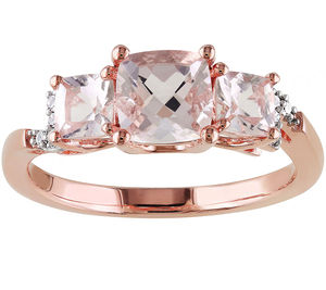 Bague en or rose Ross Simons avec morganite ronde, halo ovale en morganite et tourmaline, certifiée IGI, plaquée rhodium pour les mariages - Product Image 5