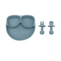 Assiette pour bébé écologique en gros avec ensemble de couverts, logo personnalisé, usine, silicone de qualité alimentaire, assiette d'alimentation pour enfants sans BPA