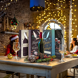 Sacs cadeaux élégants pour le vin avec poignées en ruban de satin Sacs de bouteilles en <span class=keywords><strong>papier</strong></span> de qualité supérieure pour les cadeaux de champagne et de vin - Product Image 6