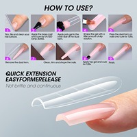 75 unidades/caja Puntas de extensión de uñas cuadradas de doble forma, de cobertura completa, moldeado rápido, para gel UV y acrílico, uñas postizas