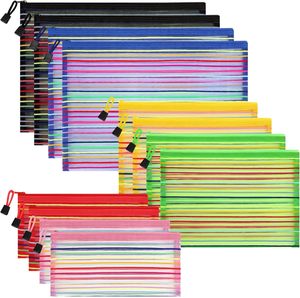 <span class=keywords><strong>A4</strong></span> <span class=keywords><strong>A5</strong></span> A6 borsa per documenti leggera e resistente borsa portatile in rete di Nylon con cerniera cartella di plastica colorata in rete - Product Image 1