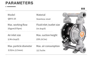 GODO QBY3-20P 3/4 Inch AODD Air Operated Double Diaphragm <b>Pump</b> for Stainless Steel Transport Pneumatic <b>Pumps</b> - Product Image 4