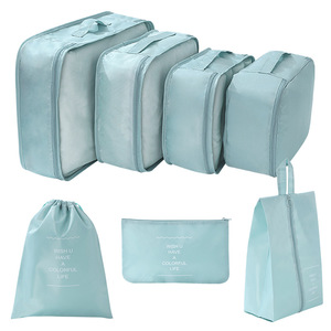 Ensemble de sacs de rangement de voyage Beilian, 7 pièces, organiseur de vêtements en polyester rectangulaire, pliable, accessoires de bagages pour voyage - Product Image 1
