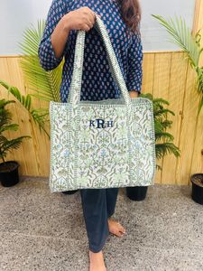 กระเป๋าผ้าฝ้ายสีขาวขนาดใหญ่ กระเป๋าช้อปปิ้ง กระเป๋าสะพายไหล่ กระเป๋าผ้าควิลท์สำหรับผู้หญิง กระเป๋าถือ กระเป๋าโท้ทแฮนด์เมด - Product Image 2