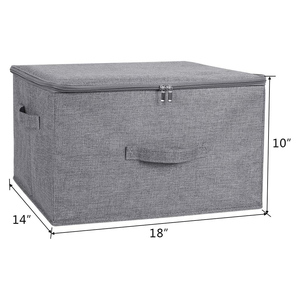 Storage Bins with Zipper Portable Kids Toy Storage <b>Boxes</b> With Handles Linen <b>Clothes</b> Storage Box for Cabinet - Product Image 2