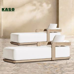 كرسي استرخاء لحمام السباحة بالفنادق، سرير شمس خارجي للحدائق، كرسي استلقاء مقاوم للماء، كرسي استرخاء من الألومنيوم والراتان والخشب الساج - Product Image 2