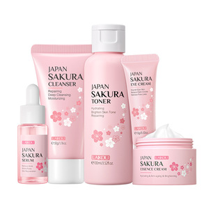 热卖洁面乳爽肤水血清眼霜保湿有机日本樱花再生护肤套装 - Product Image 1