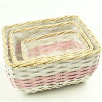 Pot de fleurs en osier tressé fait main BSCI, OEM ODM, personnalisé, rose, pour plantes, panier en fibres végétales pour jardin, artisanat décoratif