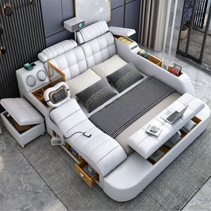 HAOYU Luxuriöses Leder Smart Schlafsofa Modern mit Stauraum Gestepptes Design Massage Weicher Holzrahmen Kundenspezifische Größe HY-010 - Product Image 4